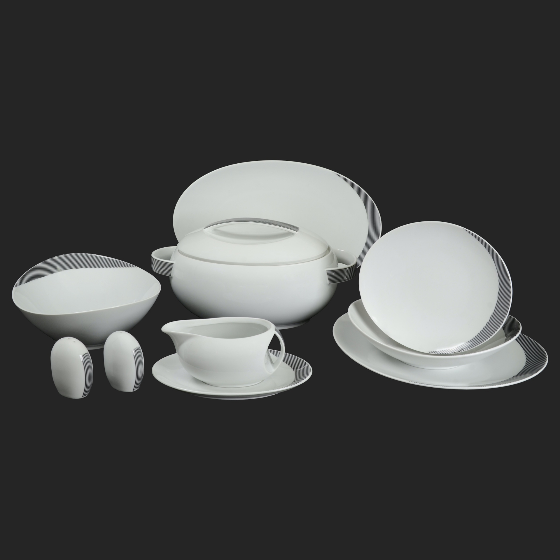 LOOS čierny pruh - obedová súpr. pre 6os.