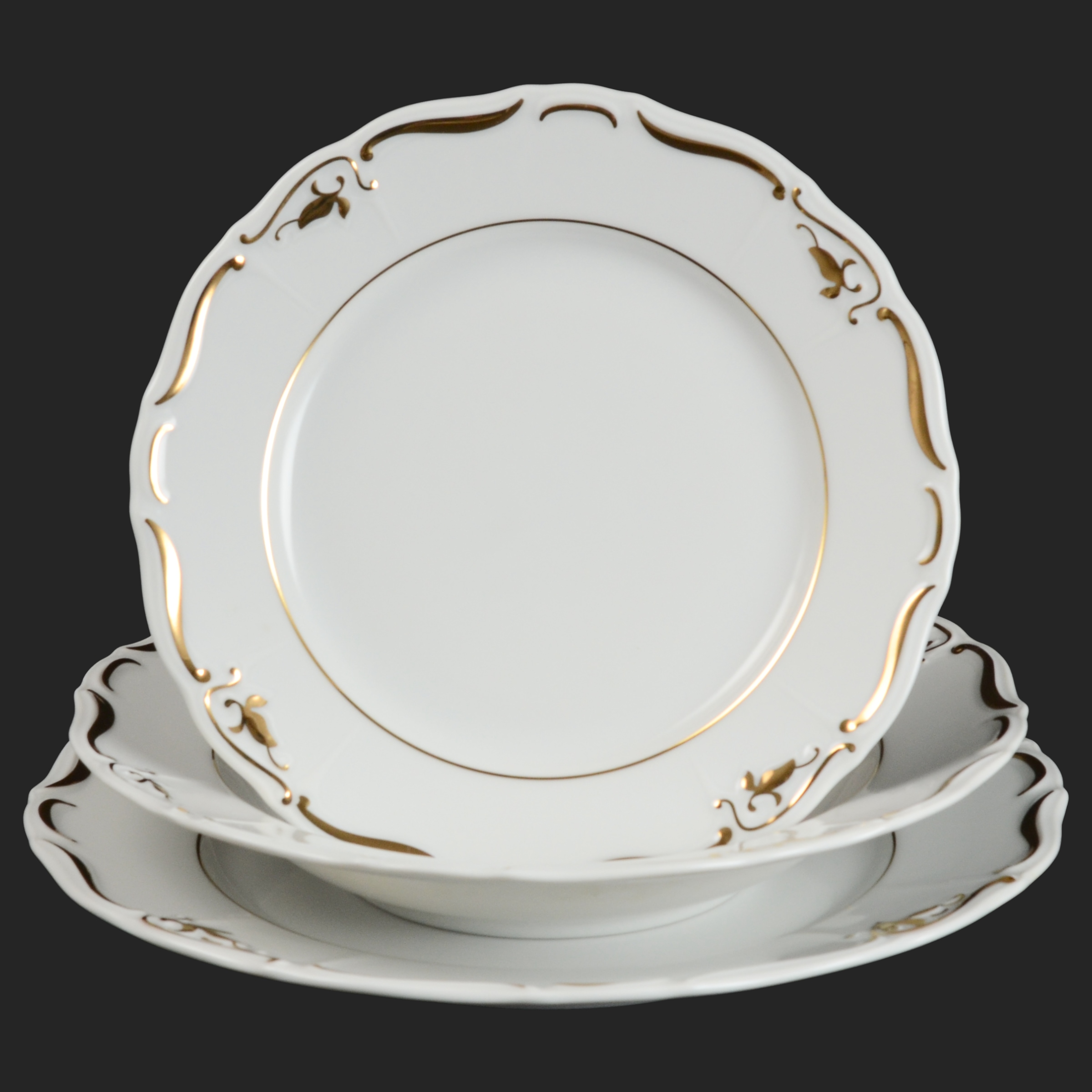 MARIE LOUISE zlatý okraj - sada porcelánových tanierov pre 6os.