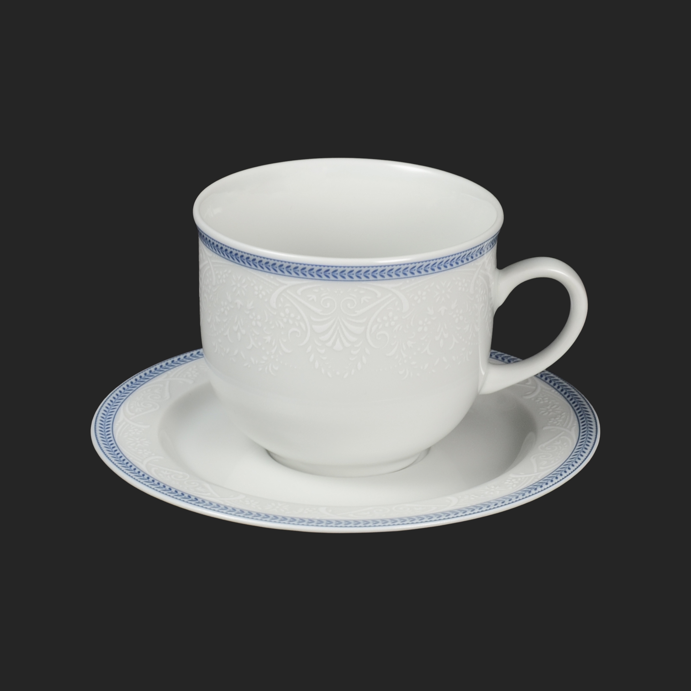 OPAL ornament modrý lem - šapo na čaj 270ml pre 6os.