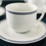 OPAL ornament modrý lem - šapo na kávu 165ml pre 6os.