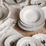 BERNADOTTE damašek platinový pruh - sada porcelánových tanierov pre 6 os.