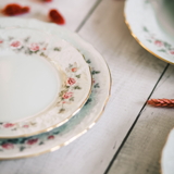 BERNADOTTE ruža zlatý pruh - sada porcelánových tanierov pre 6 os.