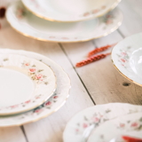 BERNADOTTE ruža zlatý pruh - sada porcelánových tanierov pre 6 os.