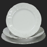 BERNADOTTE damašek platinový pruh - sada porcelánových tanierov pre 6 os.