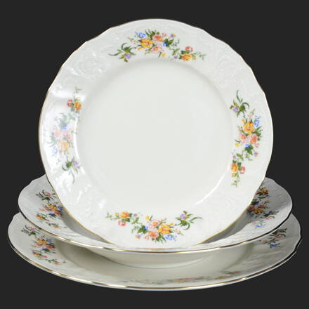 BERNADOTTE kvet slonová kosť - sada porcelánových tanierov pre 6os.
