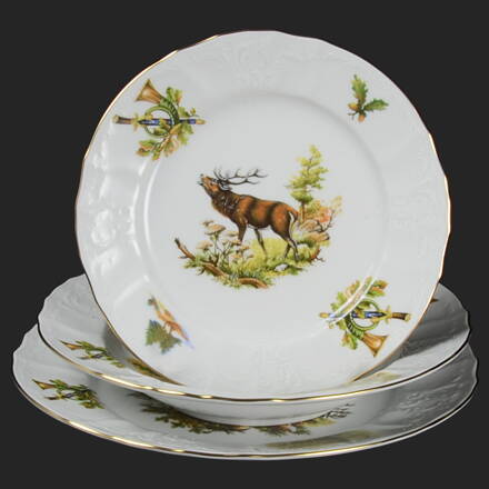 BERNADOTTE poľovník - sada porcelánových tanierov pre 6os.