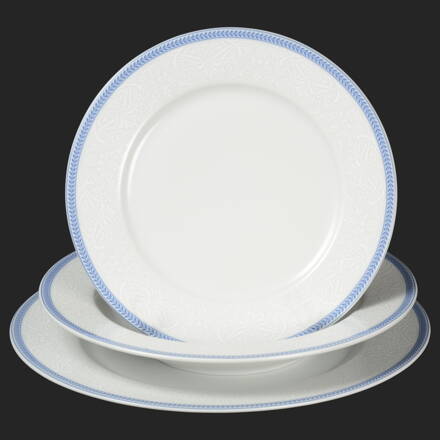 JANA ornament modrý lem - sada porcelánových tanierov pre 6os.