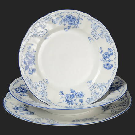 BERNADOTTE modrý dekor - sada porcelánových tanierov pre 6os.