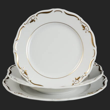 MARIE LOUISE zlatý okraj - sada porcelánových tanierov pre 6os.