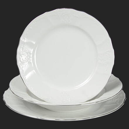 BERNADOTTE platinový pruh - sada porcelánových tanierov pre 6 os.