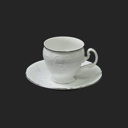 BERNADOTTE damašek platinový pruh - šapo na kávu 170ml pre 6 os. 